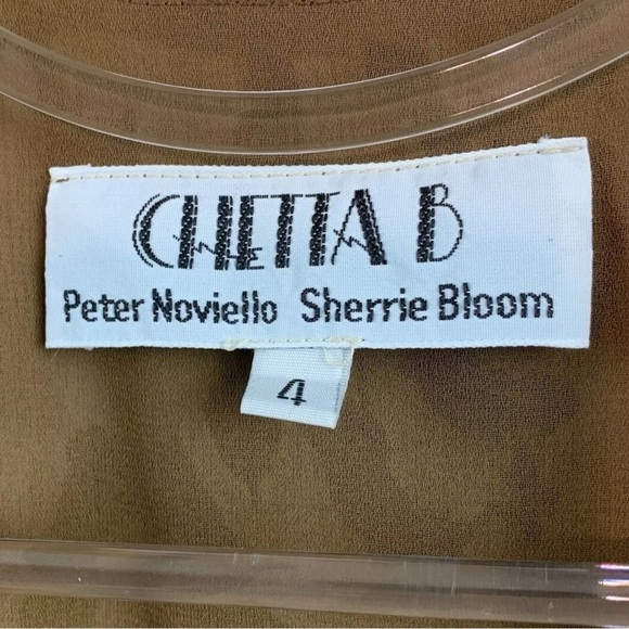 Vtg Chetta B Peter Noviello Leopard Print Pleated Wrap Cocktail Dress Tan Size 4 - Picture 7 of 8